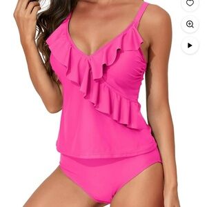 Pink Ruffle Tankini Swimsuit